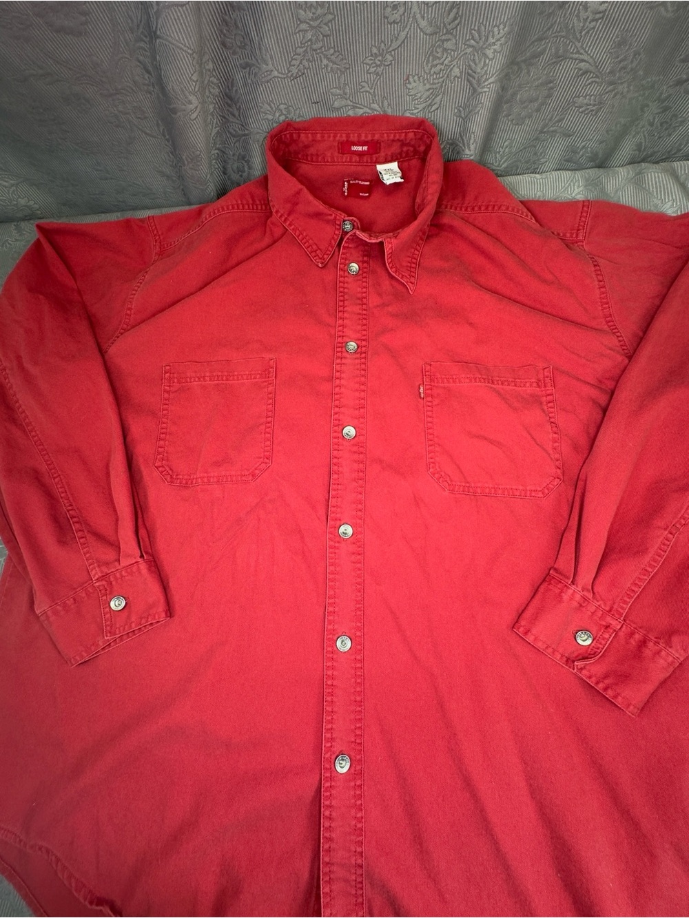 Levi’s Red Denim Loose Fit XXL Button Up 59” Chest